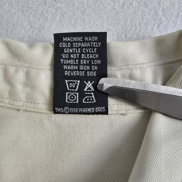 Warner Bros Tasmanian Devil Ivory Button Down Shirt Large VTG Taz Looney Tunes - Picture 9 of 9